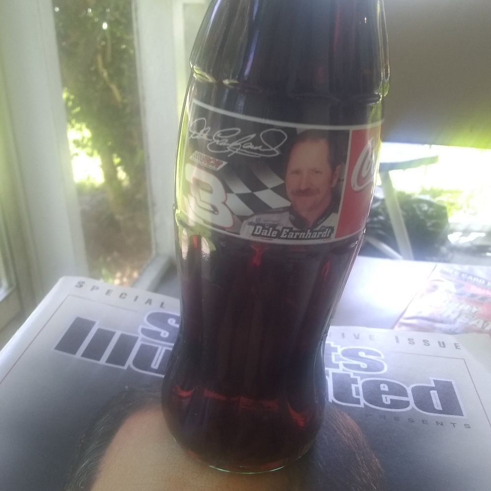 Dale Earnhardt 1951-2001 magazine and Coke bottle